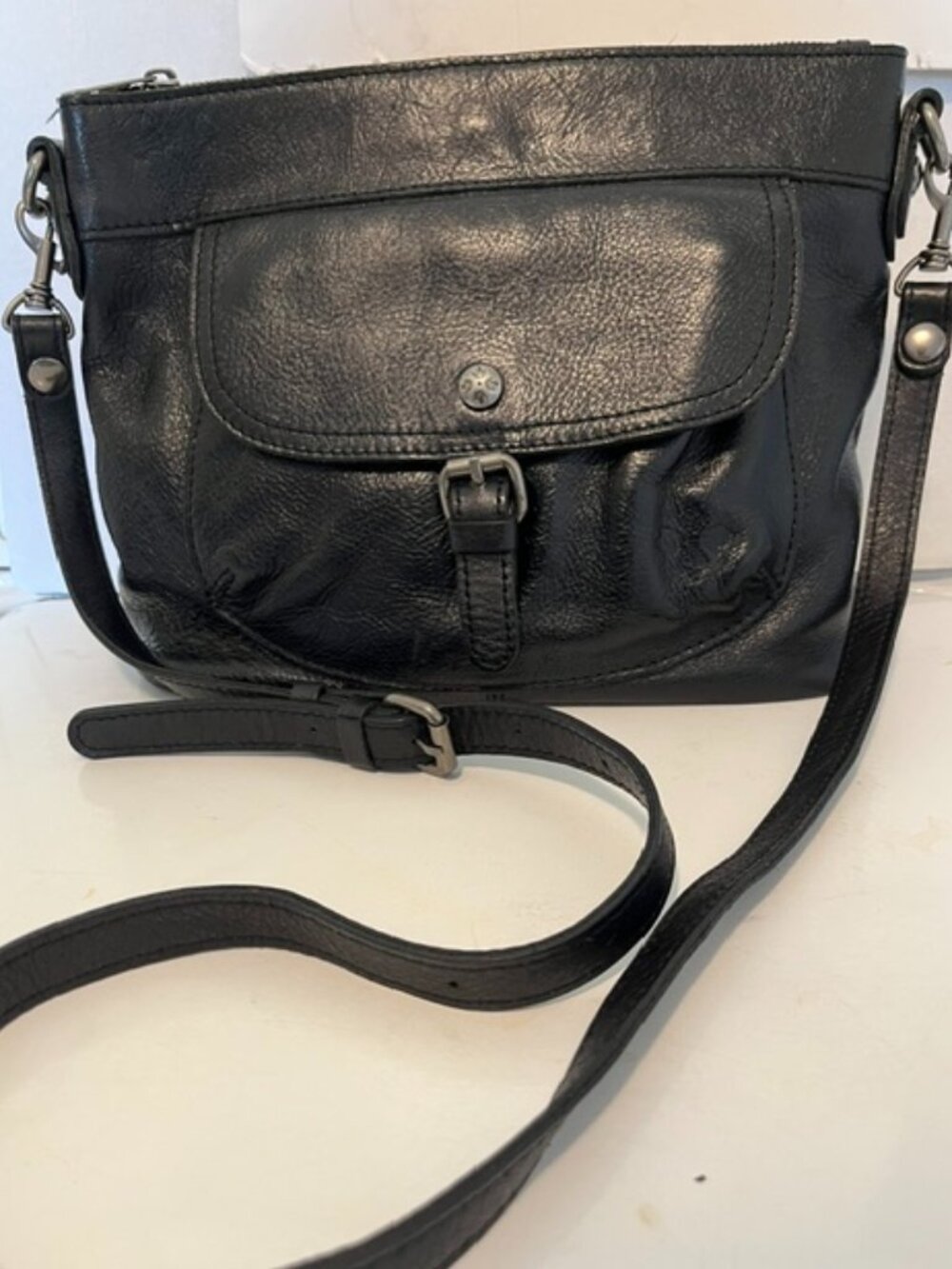 Patricia Nash black leather shoulder bag.